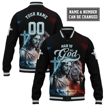 Man of god Jesus and Lion Baseball Jacket