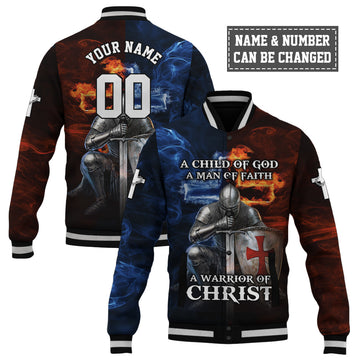 A Child of God A man of Faith Baseball Jacket