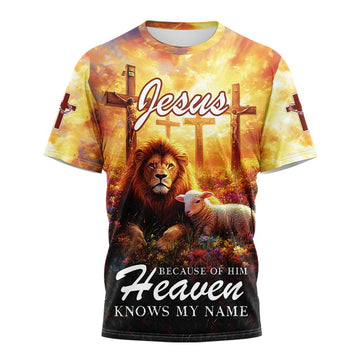 Jesus Because of Him Heaven Know my Name T-shirt