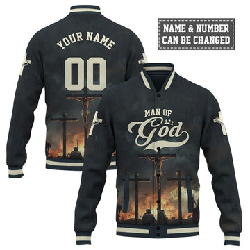 Man Of God Cross Baseball Jacket