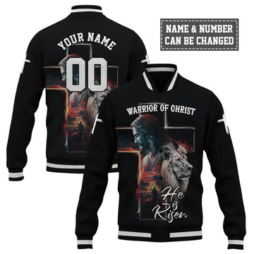 Warrior of Christ He is Risen Baseball Jacket