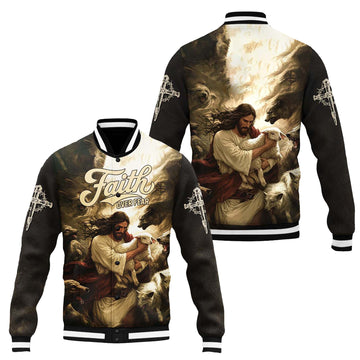 Jesus Protect the Lamp Baseball Jacket