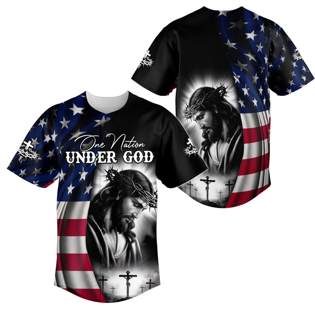 One Nation Under God Flag Baseball Jersey