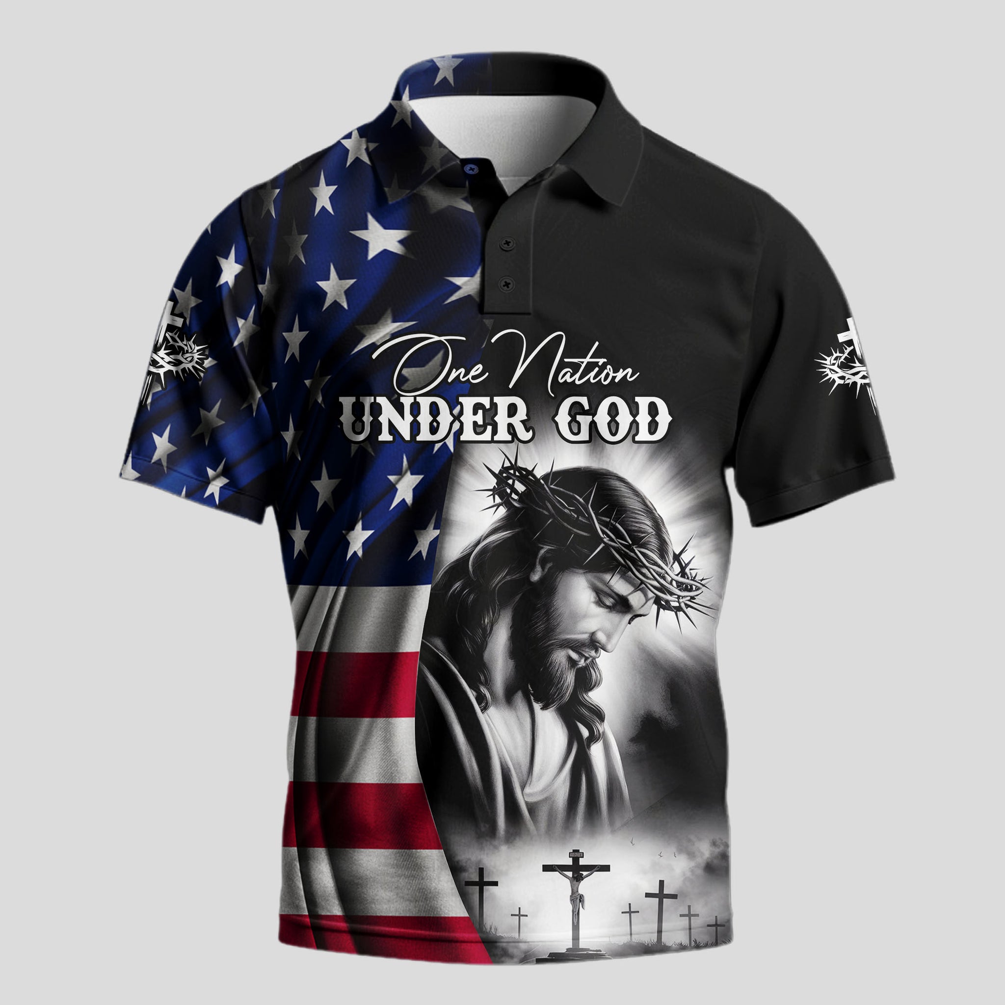 One Nation Under God Flag Polo