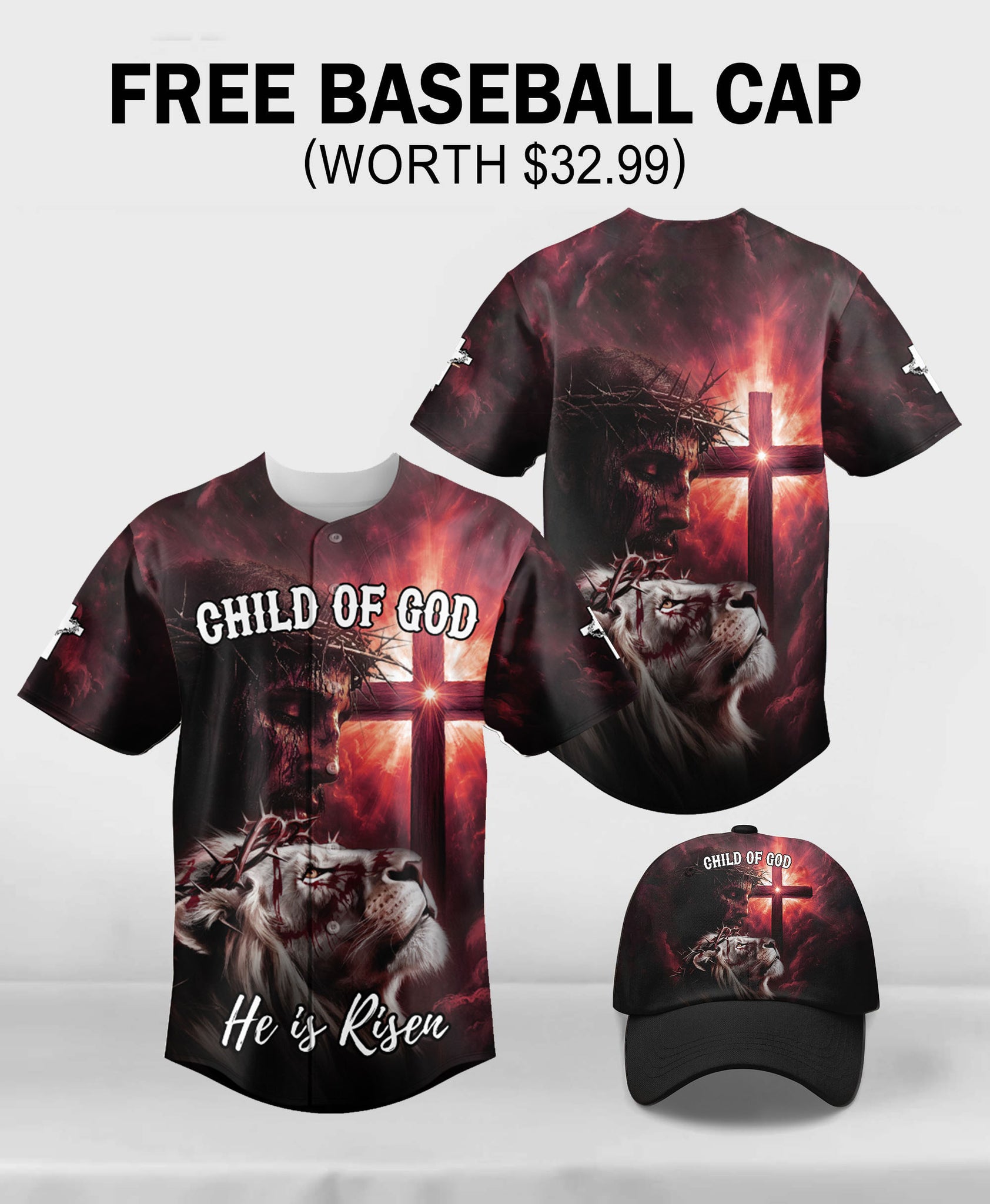 Child of God Red Cross Baseball Jersey Deal